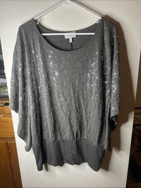 Fashion Bug Gray Sequin Top